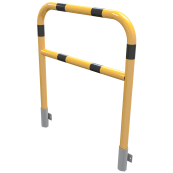 Protective bar made of steel tubing | 60 x 2.5 mm | with crossbar | for wall mounting | total width: 1000 mm | hot-dip galvanized and yellow coatedwith three black reflecting stripes